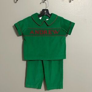 ANDREW Smocked name 2 pc set- size 2